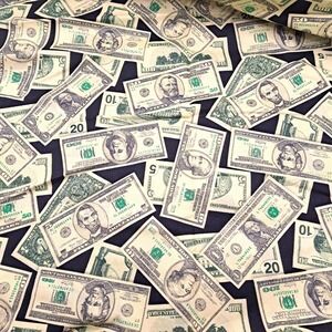 Robert Kaufman Fabric Material Pleasures and Pastimes 1 Yard Money Print Vintage